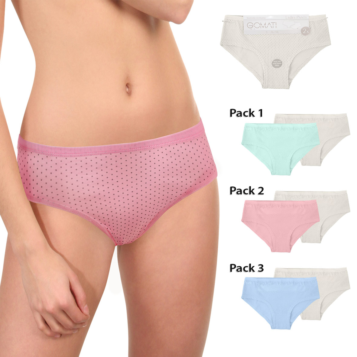 Damen Panty 2er-Pack BW/EL gepunktet