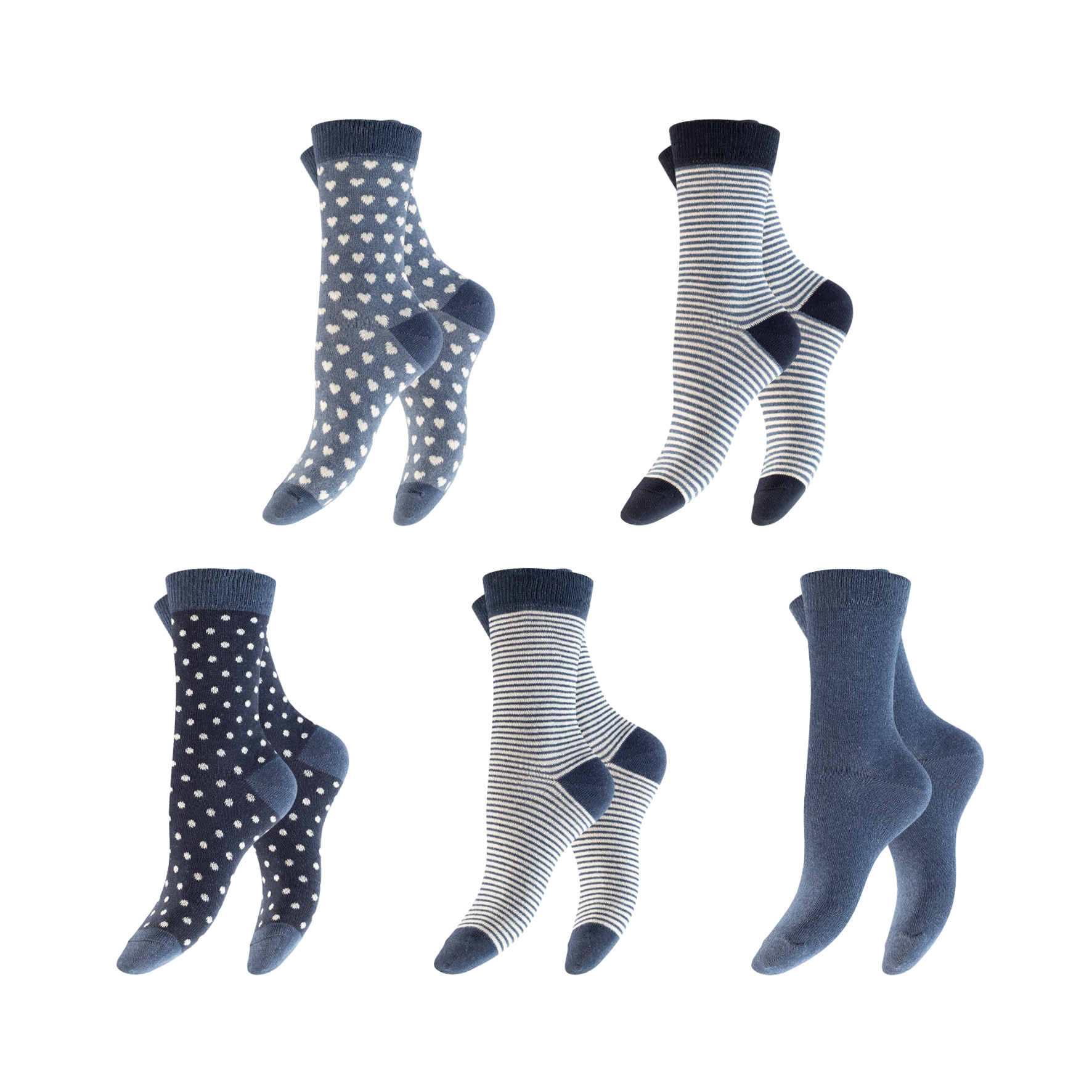 Damen Socken 5er-Pack BW/EL versch. Designs (65256