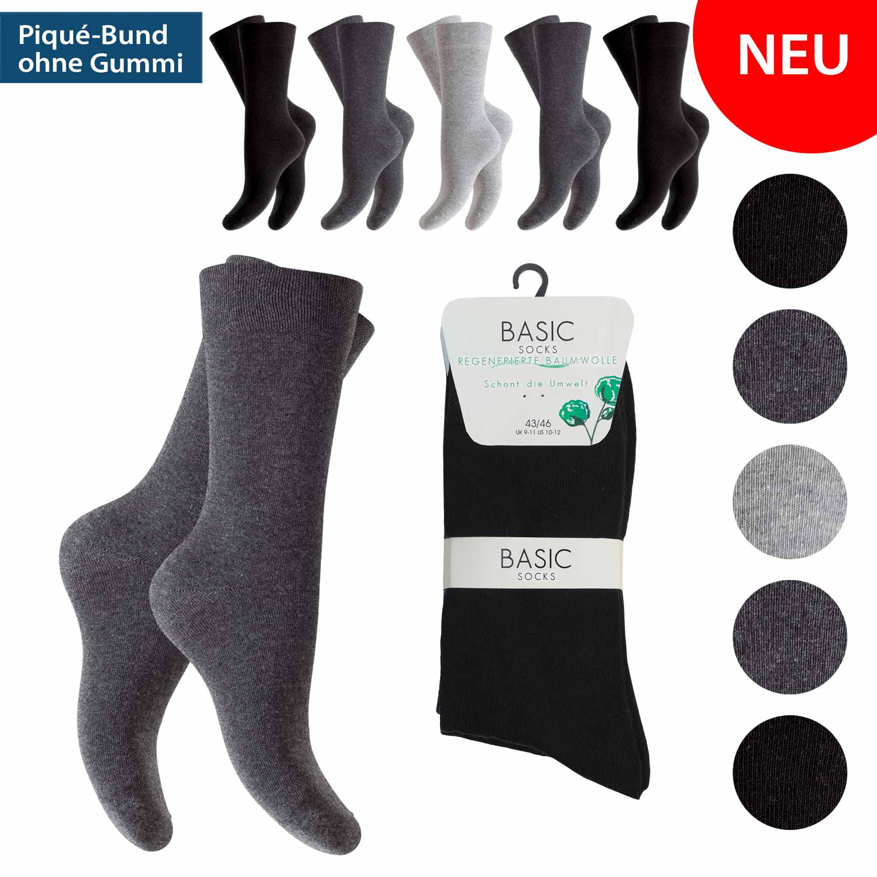 Herren Socken 5er-Pack BW/EL Komfortbund o. Gummi