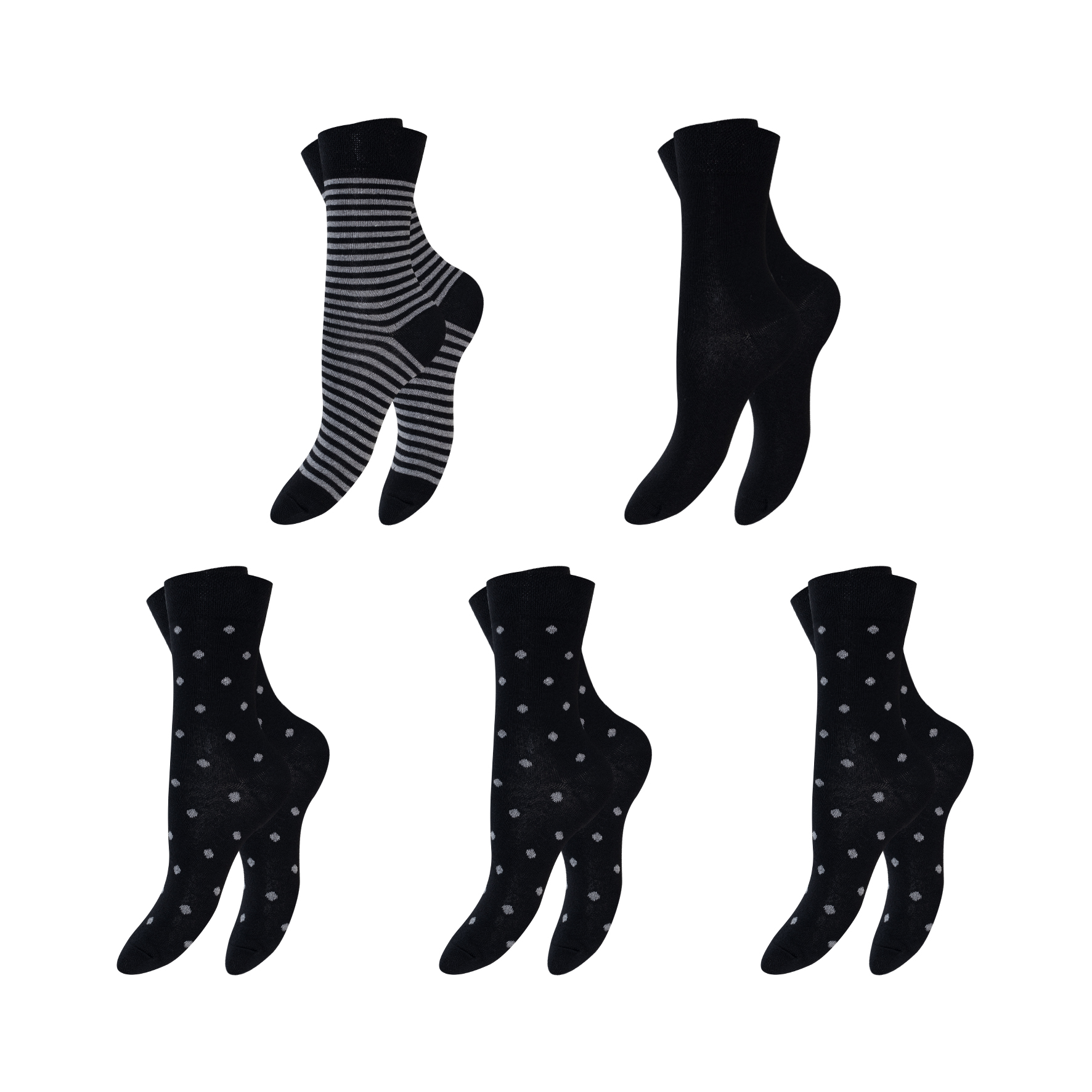 Damen Socken 5er-Pack BW/EL Piqué-Bund Designmix