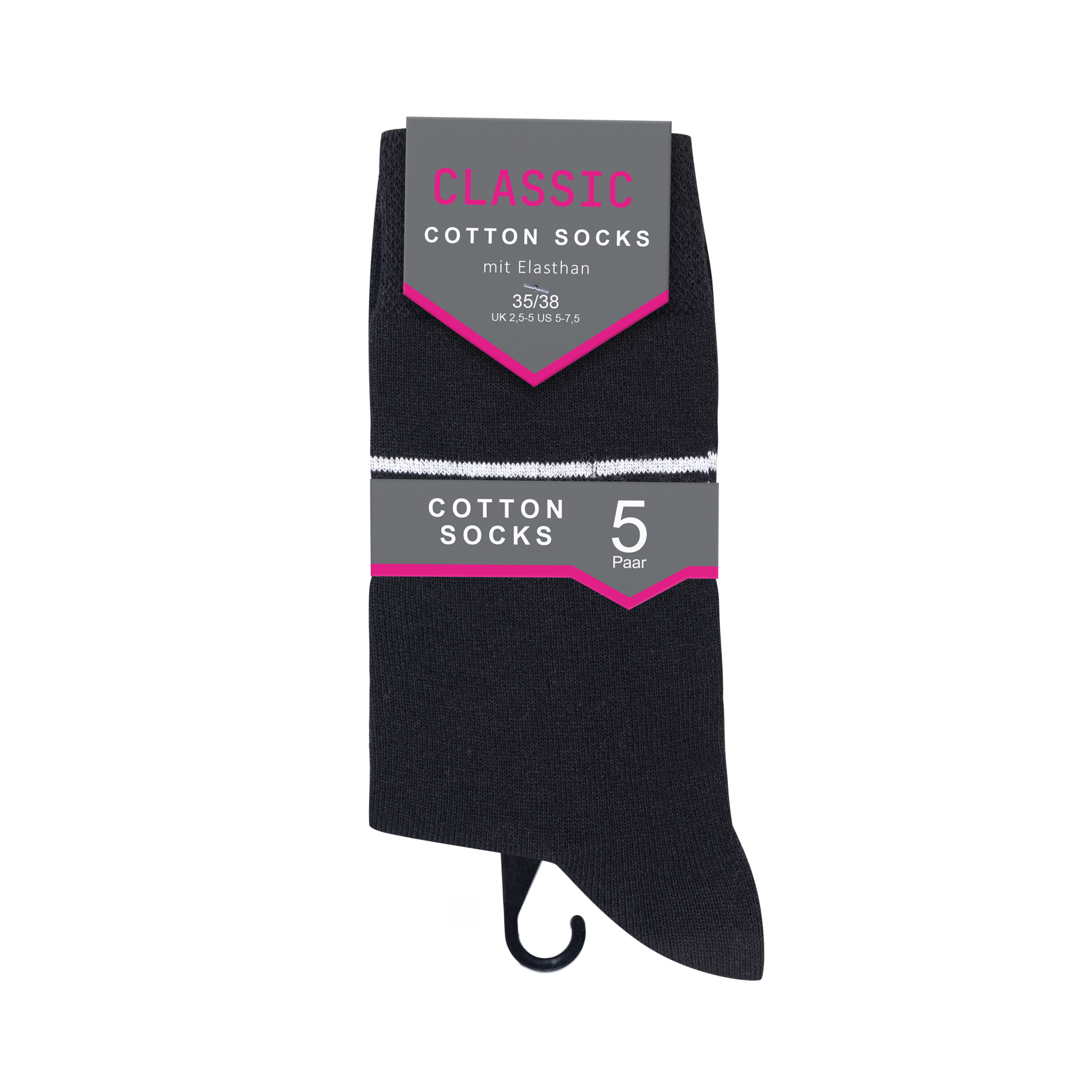 Damen-Socken-5er-Pack-BW-EL-Streifen-Design