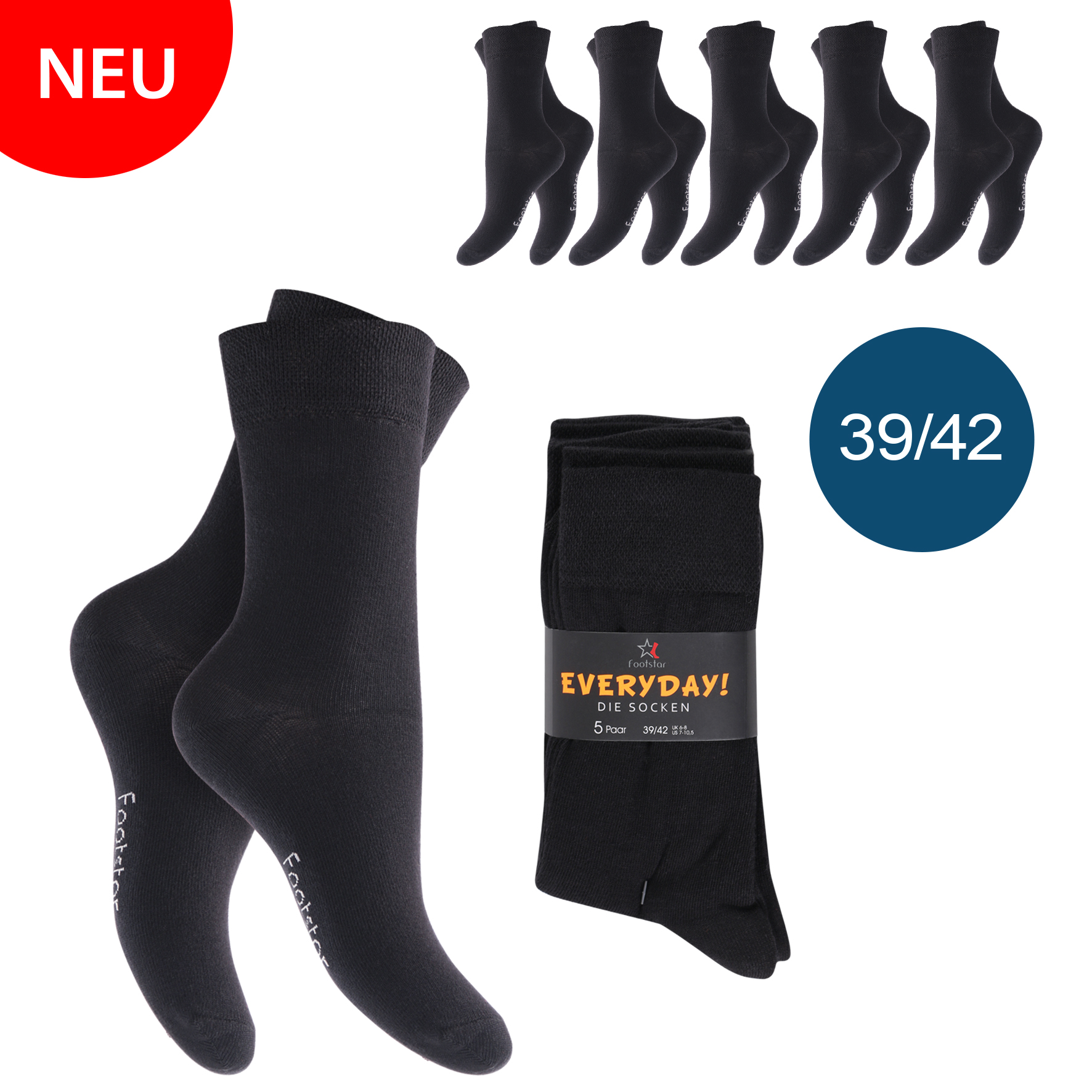 Herren Socken 5er-Pack 39/42 BWL/EL