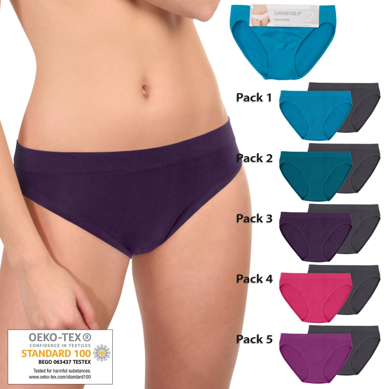 Damen Bikinislip 2er-Pack Seamless Basic