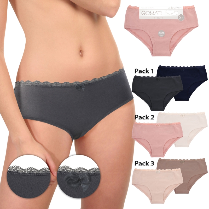Damen Panty 2er-Pack BW/EL Spitze
