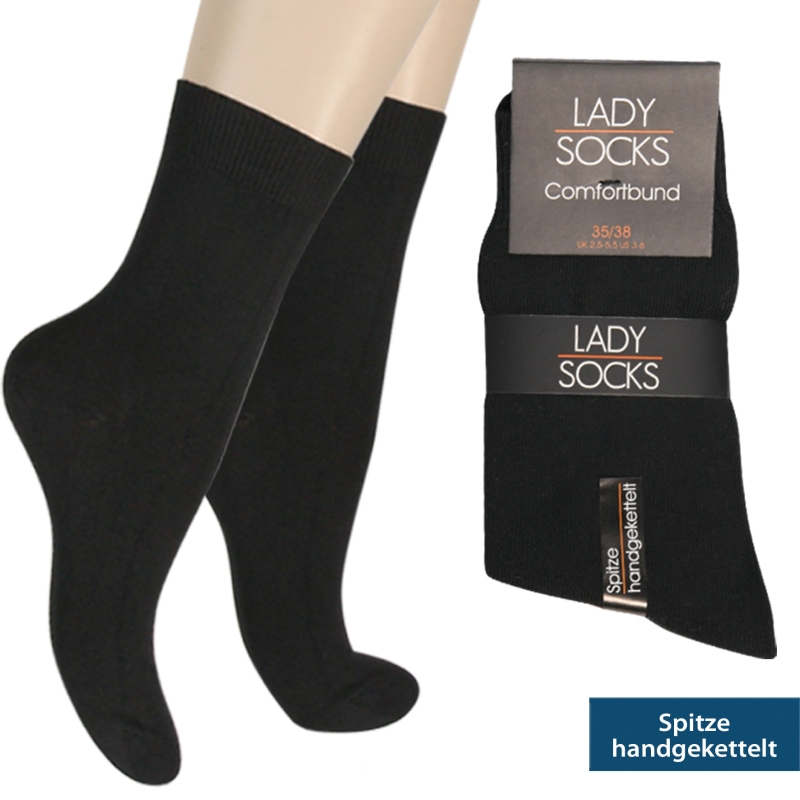 Damen Socken 5er-Pack reine BW handgekettelt Basic