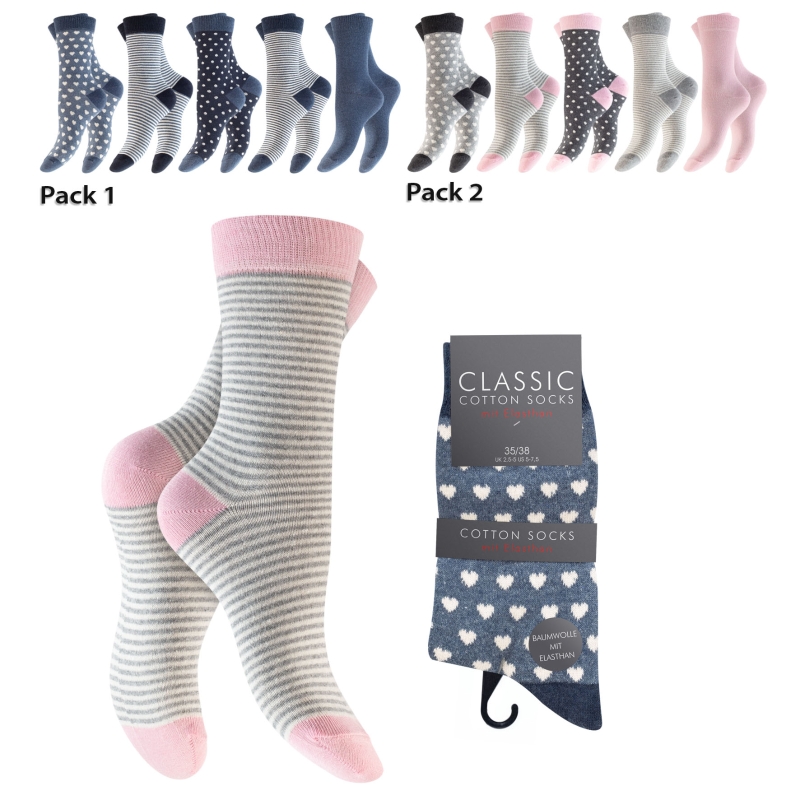 Damen-Socken-5er-Pack-BW-EL-versch~-Designs