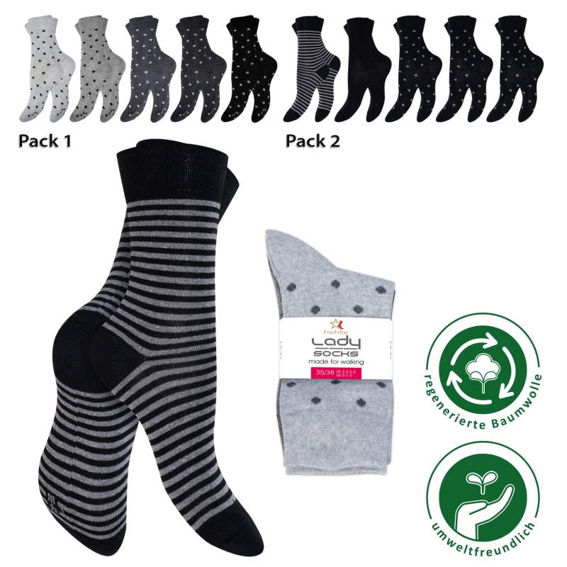 Damen Socken 5er-Pack BW/EL Piqué-Bund Designmix