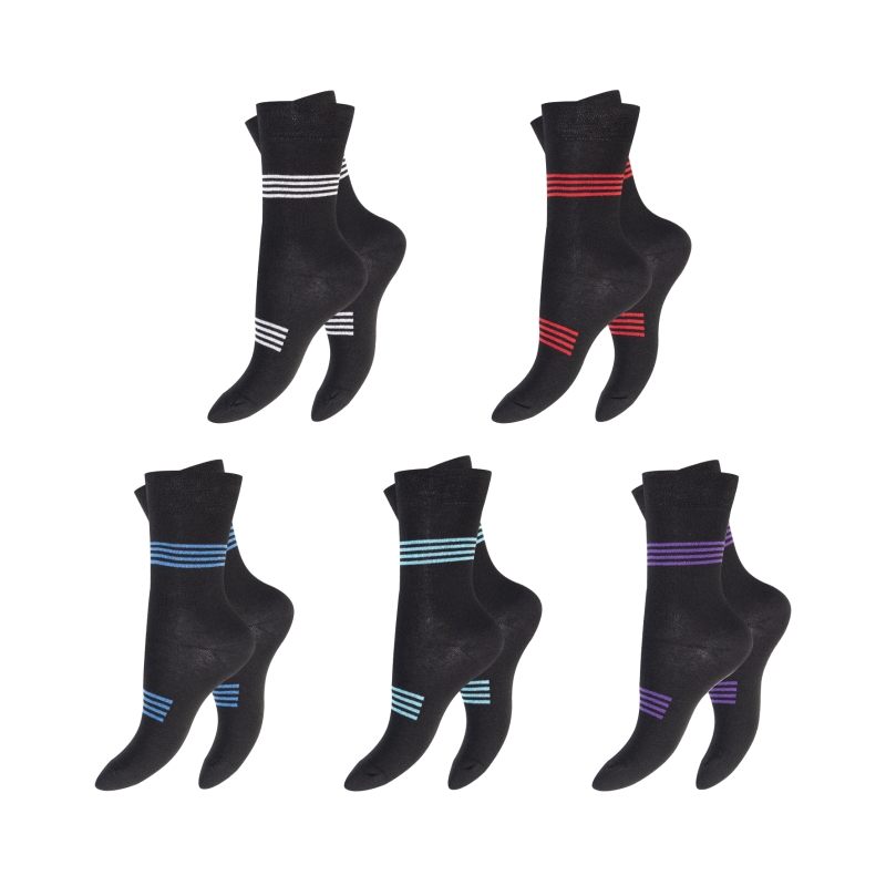 Damen Socken 5er-Pack BW/EL Streifen-Design
