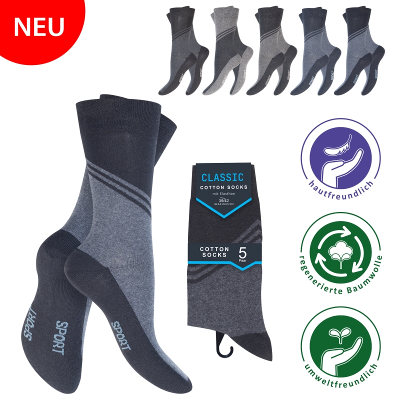 Herren Socken 5er-Pack BW/EL Komfortbund